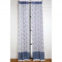 Birds on Vine Curtain - Blue